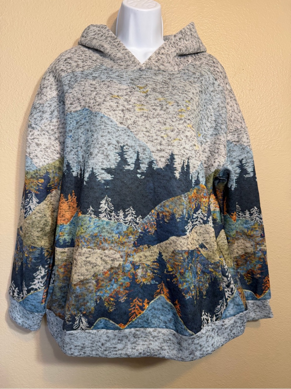 MISSLOOK Gray Multi Scenic Hooded Pullover Sweatshirt - Picture 2 of 8